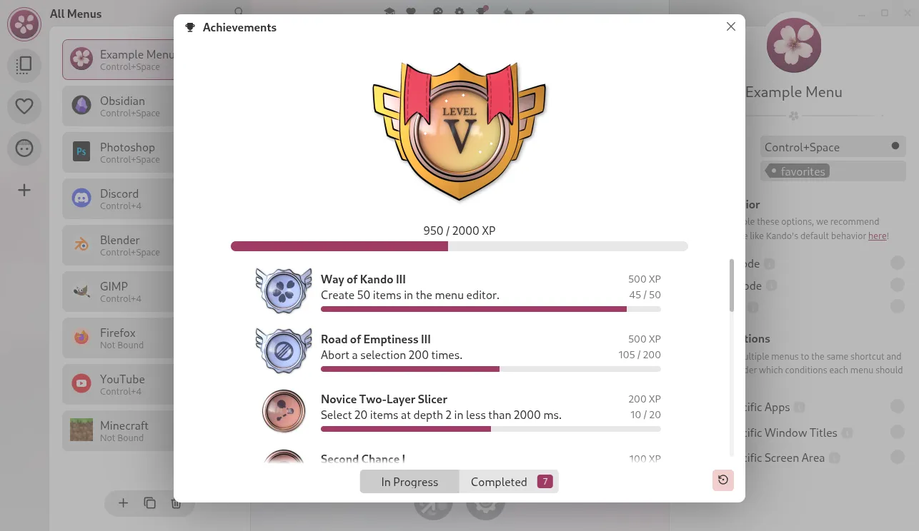 achievements screen