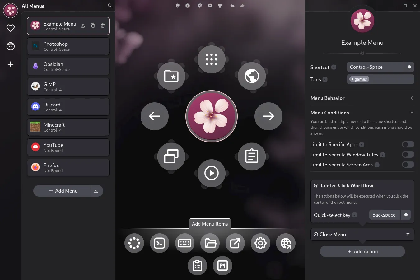 menu editor