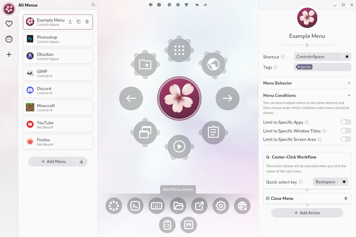 menu editor