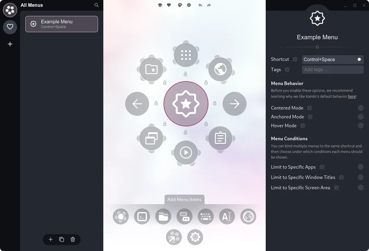 menu editor
