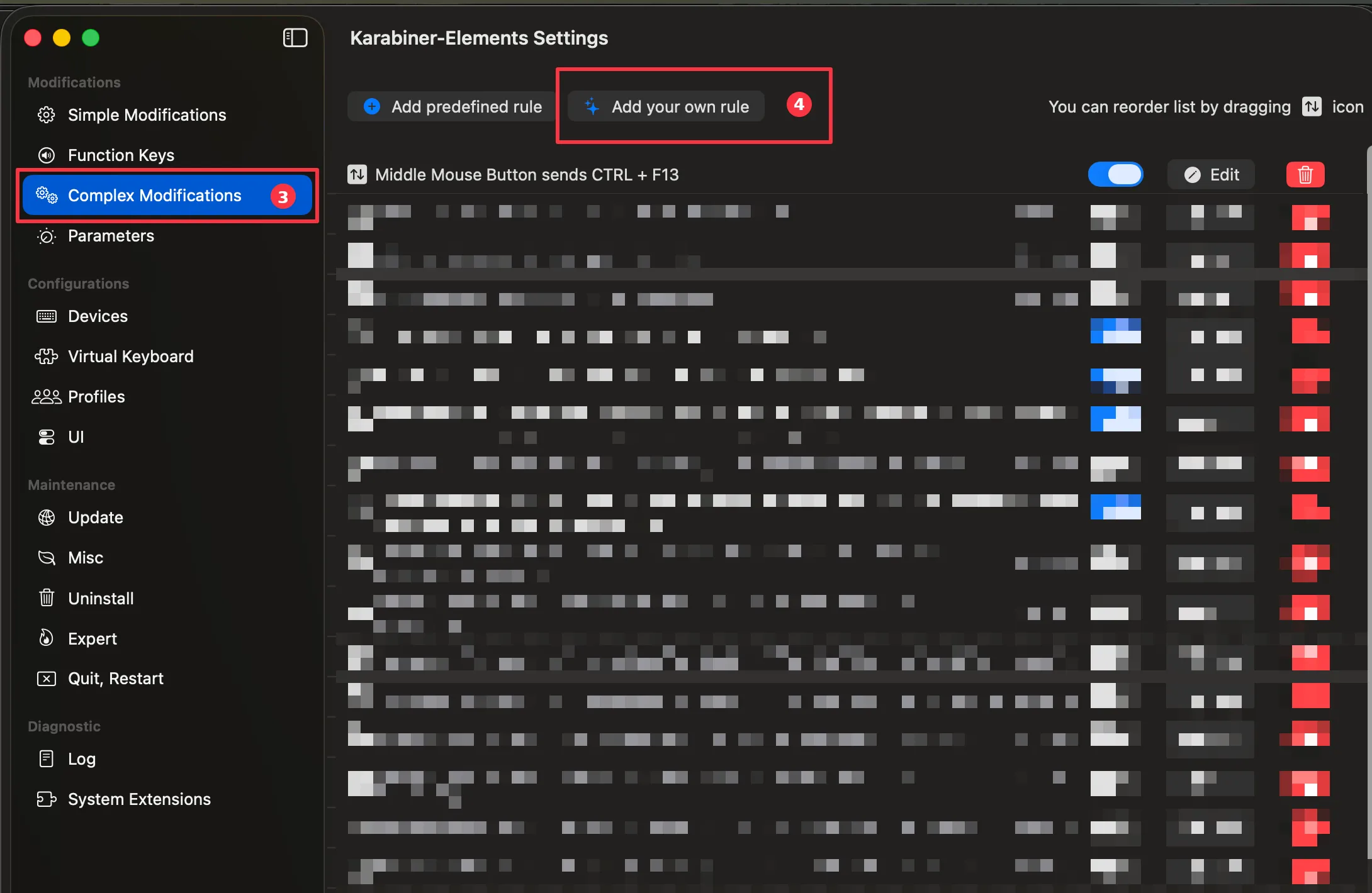 'Add your own rule' under 'Complex Modifications'