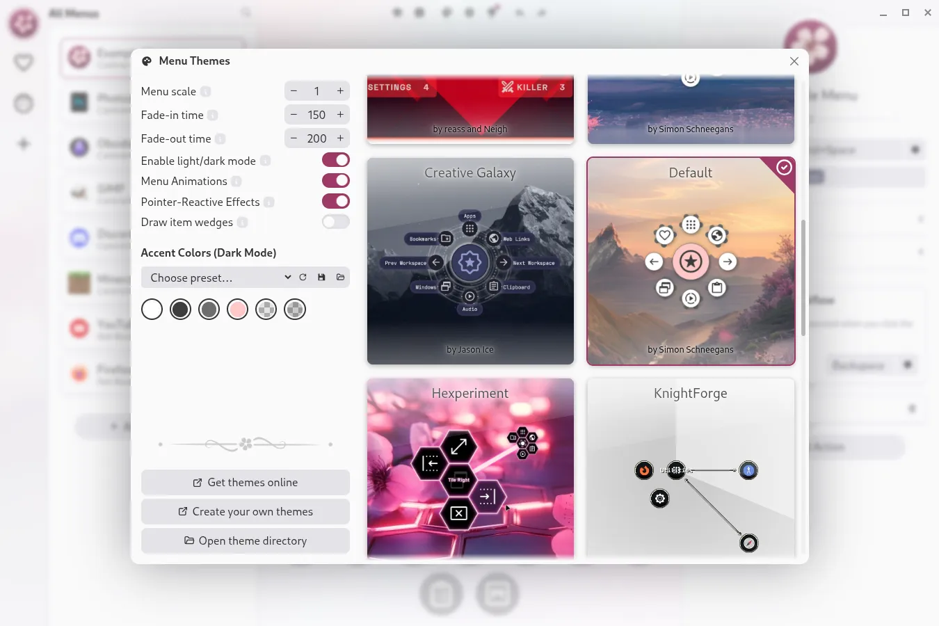 menu theme selection