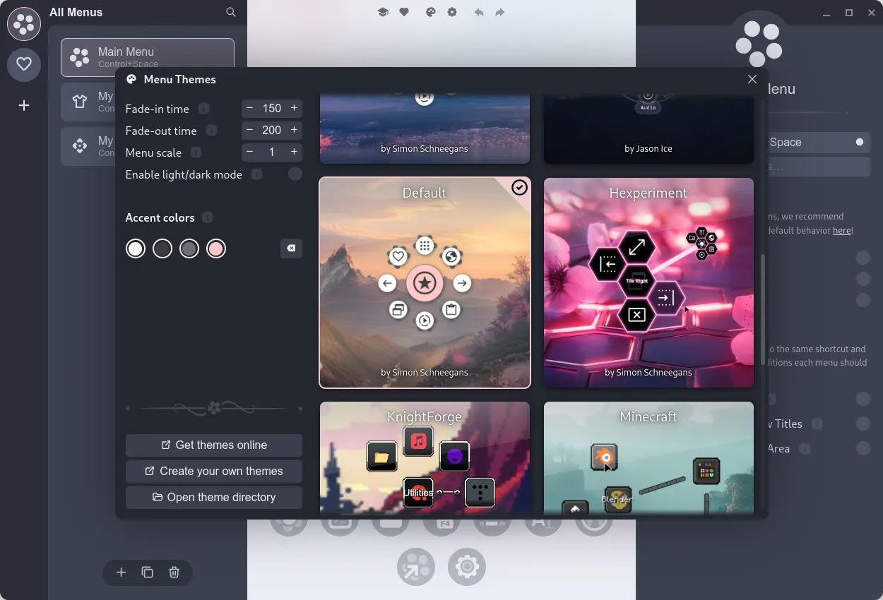 menu theme selection